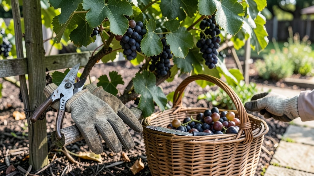 Muscadine Grapes Harvest Time: When Berries Darken Fully and Detach Easily