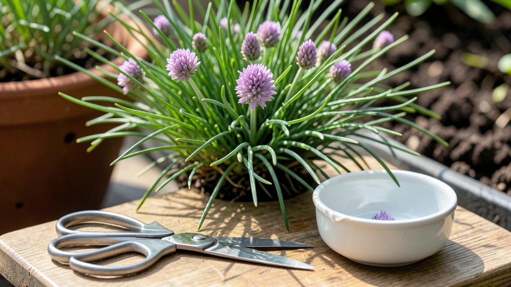 How to Harvest Chives: Snip at Base When Flower Stalks Reach 6 Inches
