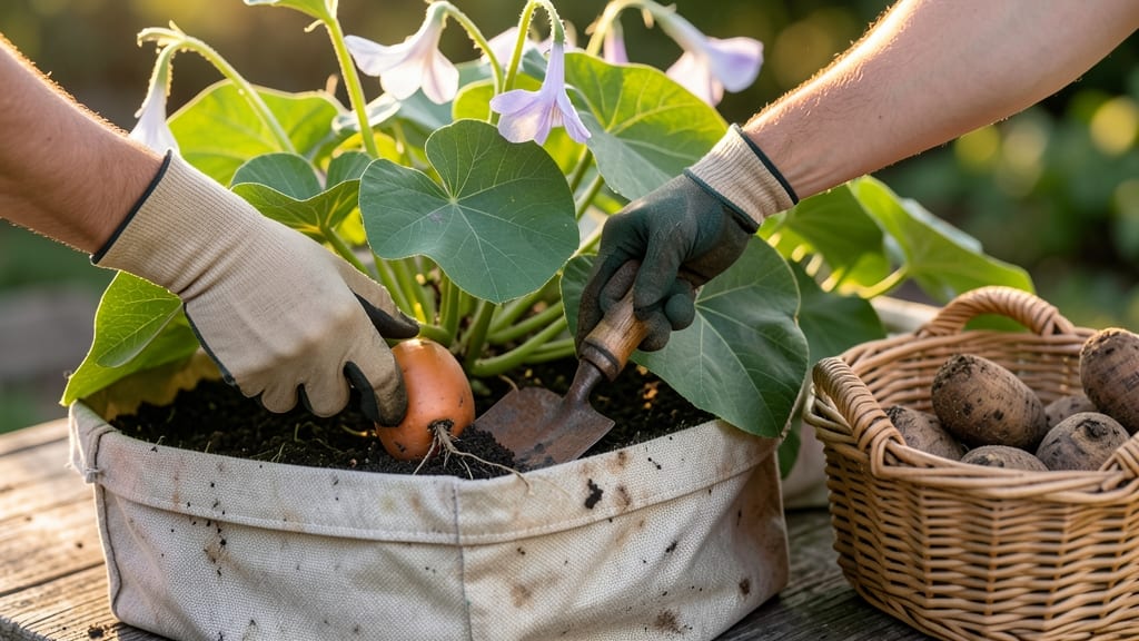 When to Harvest Sweet Potatoes in Containers: Dig When Leaves Yellow and Skin Hardens