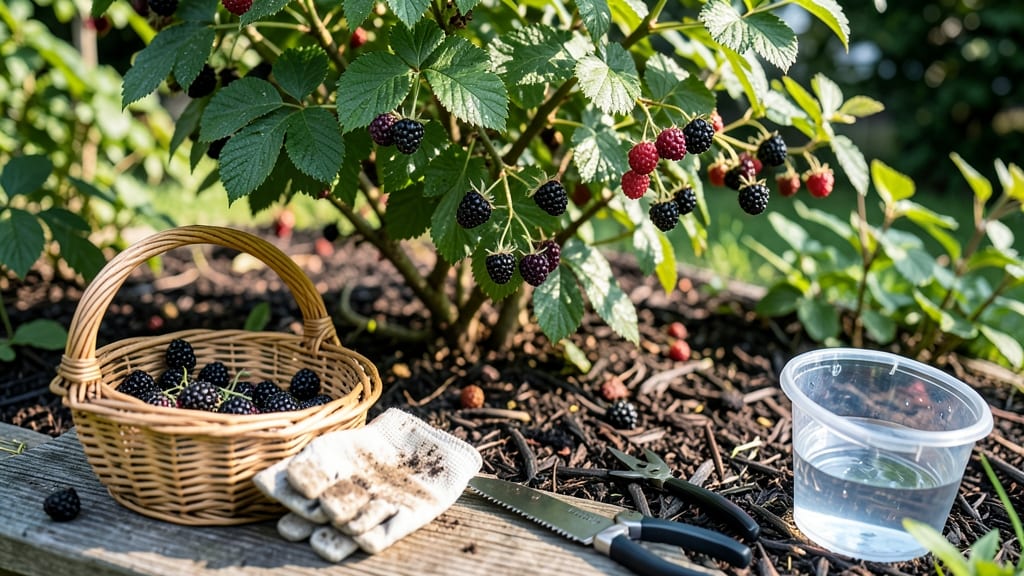 Blackberry Harvest Season in Summer: When Berries Turn Black and Pull Away Easily