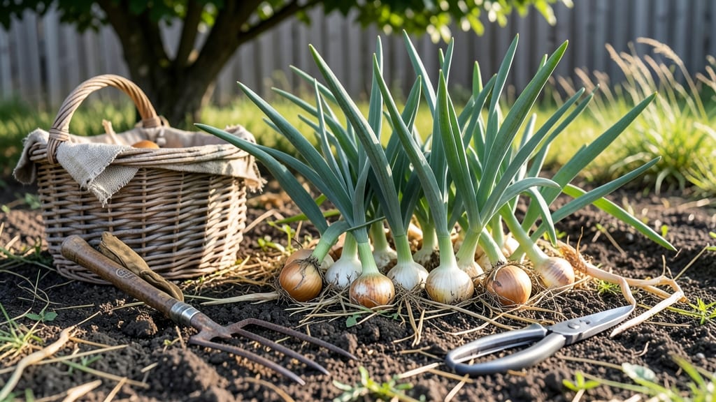 Decide It’s Time to Harvest Onion Bulbs: Neck-Down Test & Soil Check