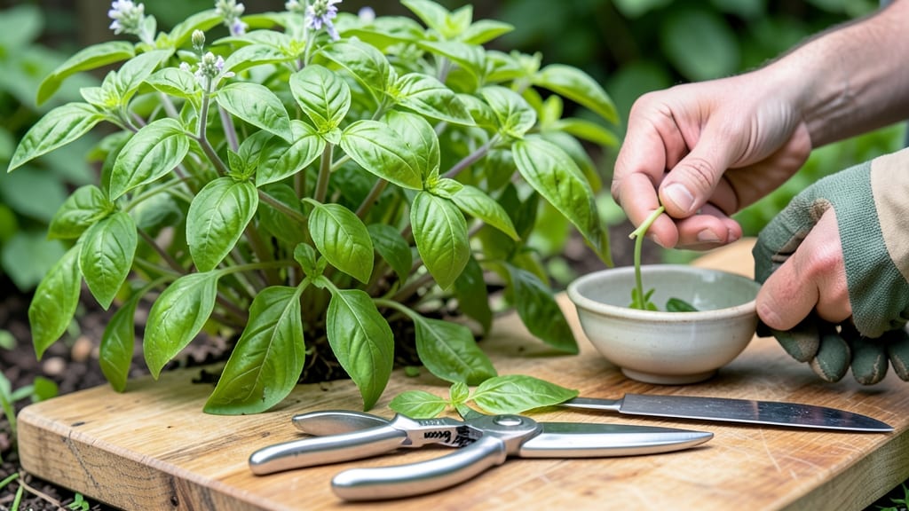 How to Harvest Fresh Basil: Pinch Leaves Right Before Flowering for Maximum Flavor